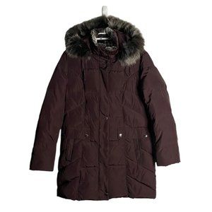 Bianca Nygard Women's Purple Puffer Faux Fur Hooded Parka